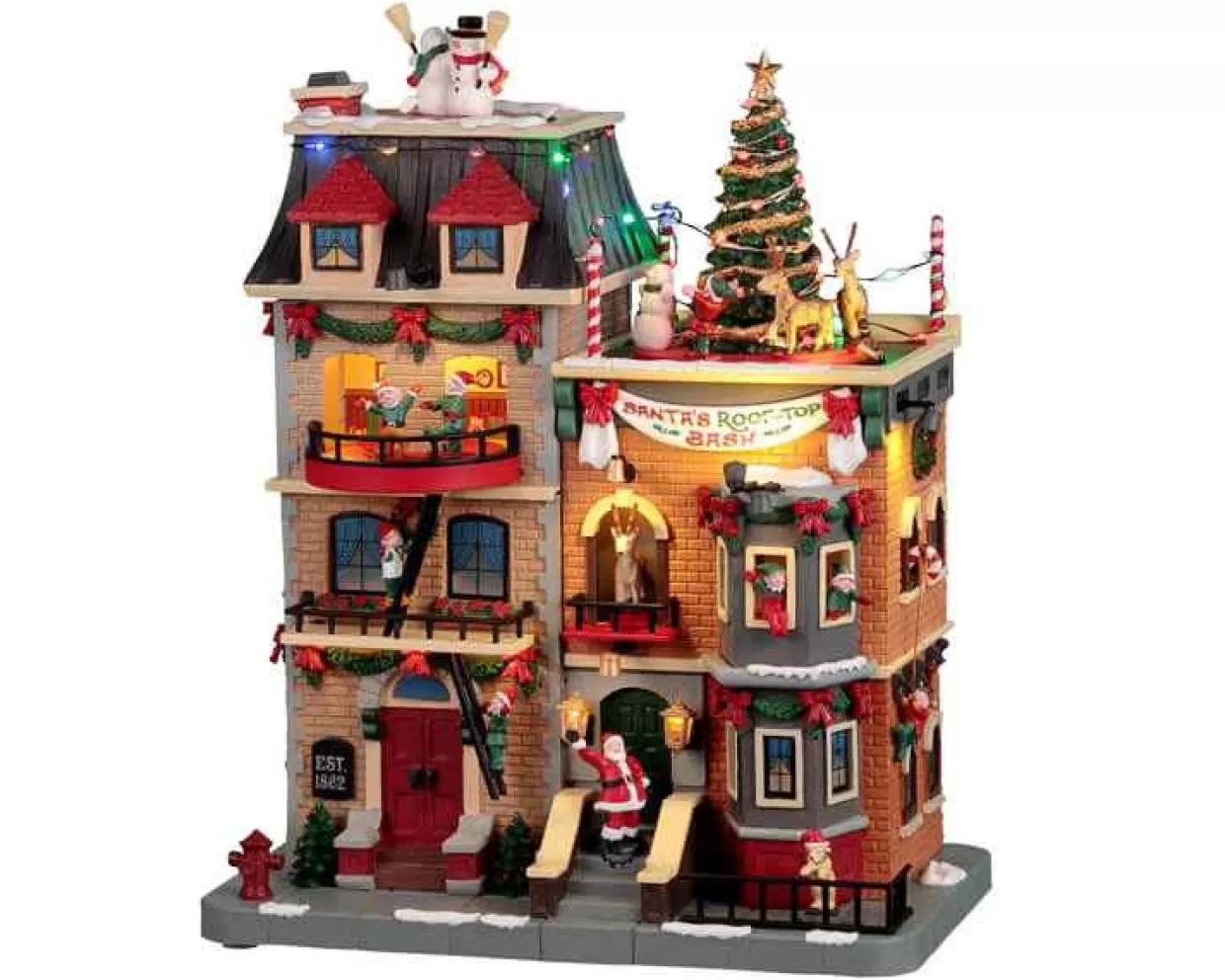 Santas Wonderland Table Pieces-Lemax 25861 Santa's Rooftop Bash