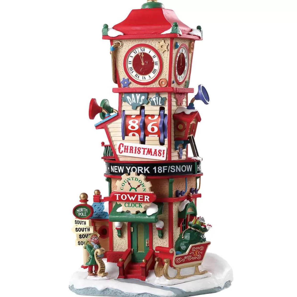 Santas Wonderland Table Pieces-Lemax 73333 Countdown Clock Tower